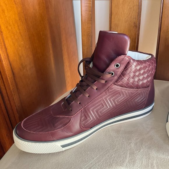 Versace Men Mixed-Leather High-Top Sneaker main image 9
